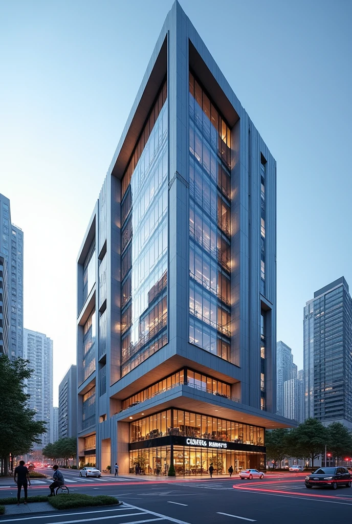 Modern building of a company called GD