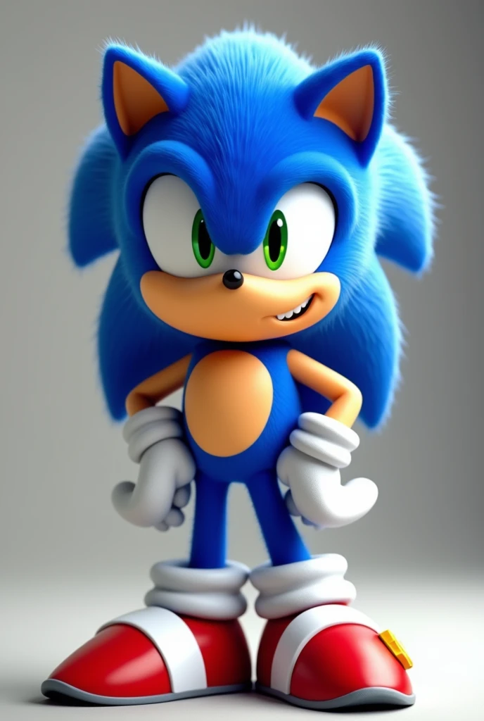 Sonic solo, looking at viewer, smile, 1boy, standing, full body, sitting on chair, looking at viewer
