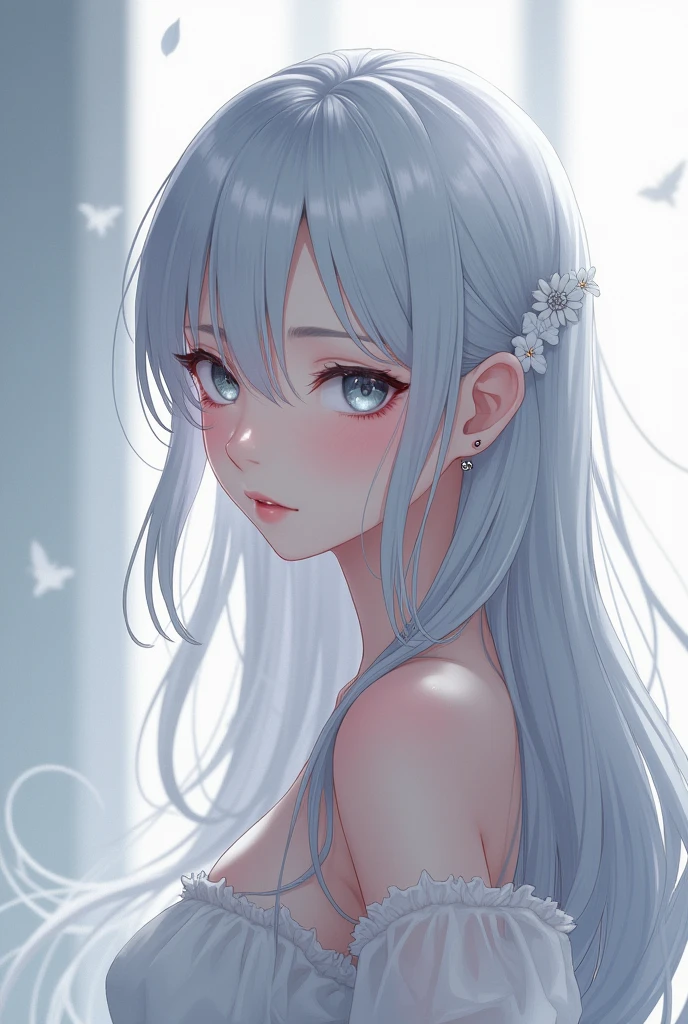 silver hair anime girl 