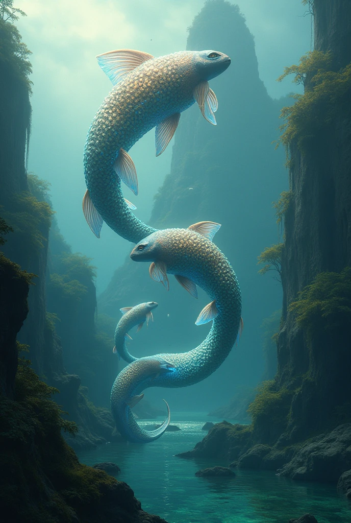 fish shaped like mathematical polynomials on an island