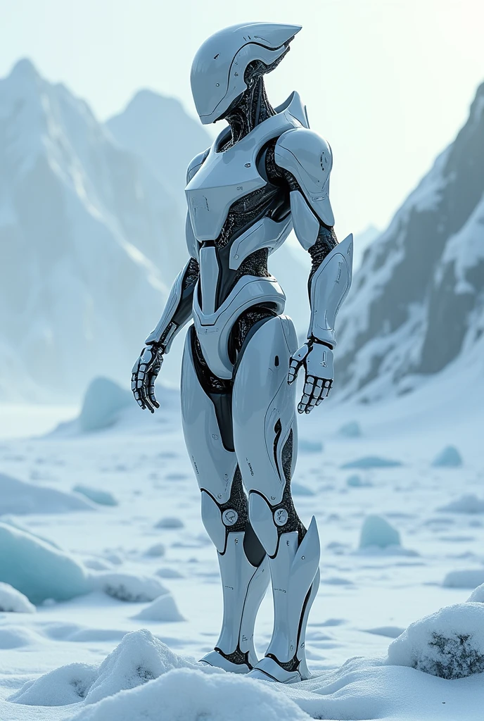 Create an image that mixes technology with the Arctic, ice