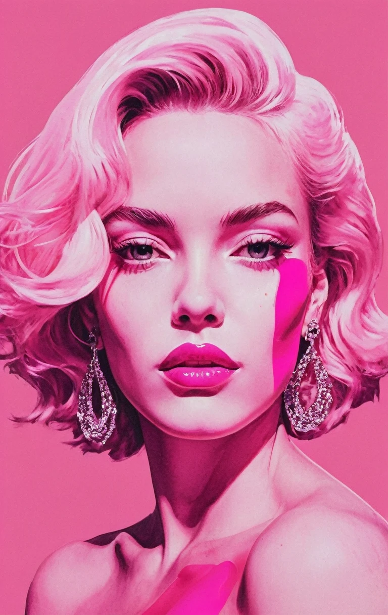 pop art, pink woman mixed with eldorado 