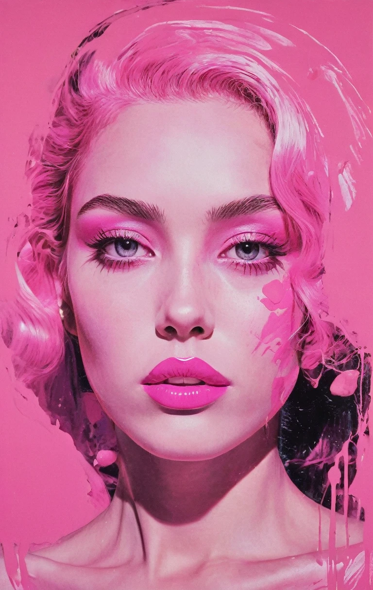 pop art, pink woman mixed with eldorado 