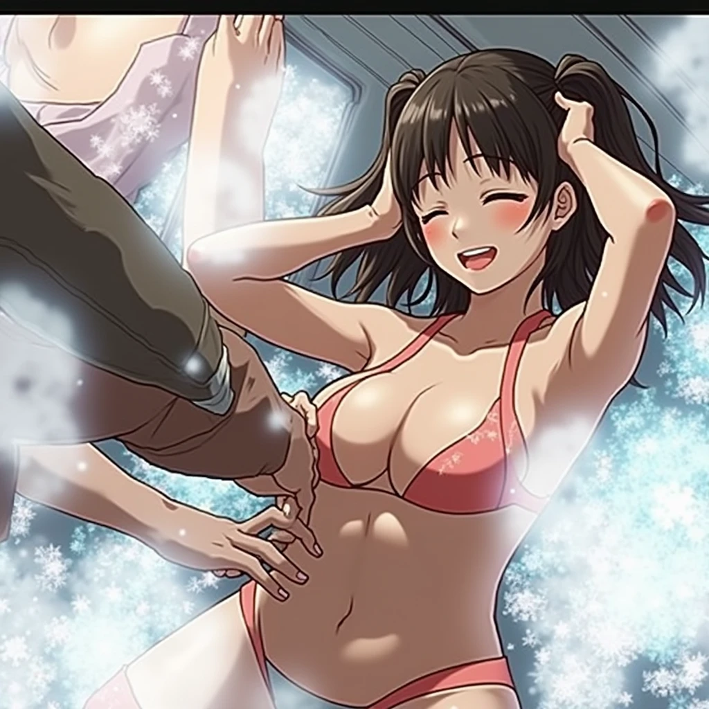 (Highest quality、8k、32K、masterpiece、Ultra-high resolution:1.2)、
Japanese Idols、very cute、(((Place your hands behind your head)))、Eyes closed、
Inside the train、((Crazy behavior))、(Her breasts are being fondled by a number of men:1.3)、(She is being touched all over by a large group of men.:1.2)、(Surrounded by a large group of men)、(Being hugged by a man:1.3)、