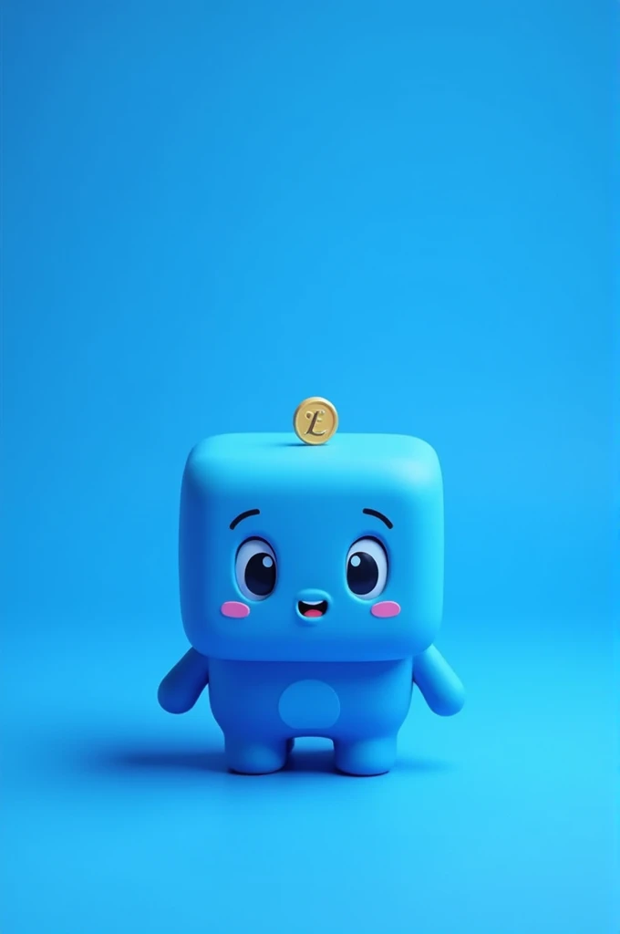 blue quby , blue background , cute , coin 