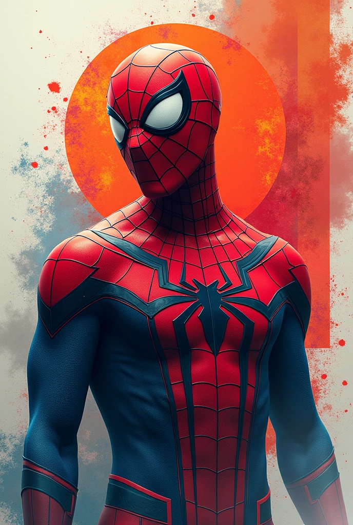detailed spider man portrait, spider web pattern, abstract geometric shapes, minimalist composition, digital art, vivid colors, dynamic lighting, 8k, high quality, photorealistic, masterpiece