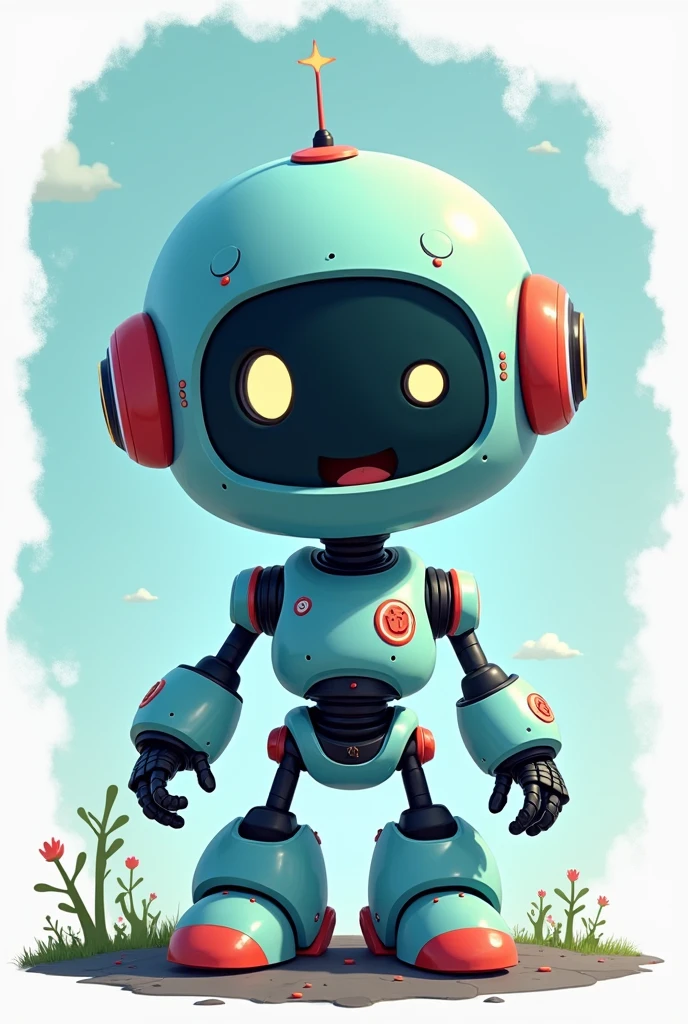 robot caricatura, Disney style for cool colors stickers