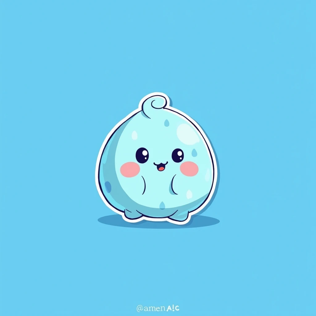 China blue Quby stickers , blue background , cute , coin 