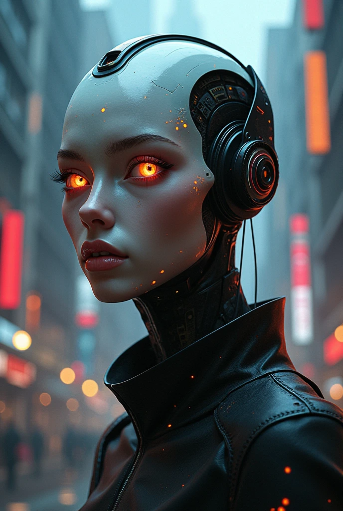 Person with 3 eyes with futuristic and cyberpunk style