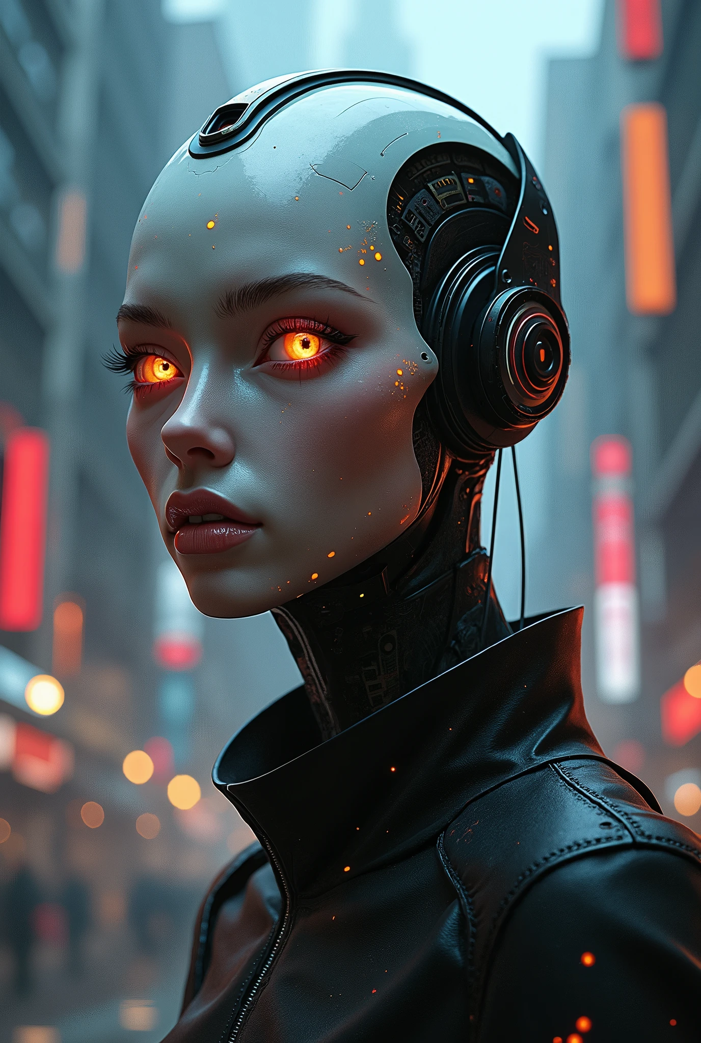 Person with 3 eyes with futuristic and cyberpunk style