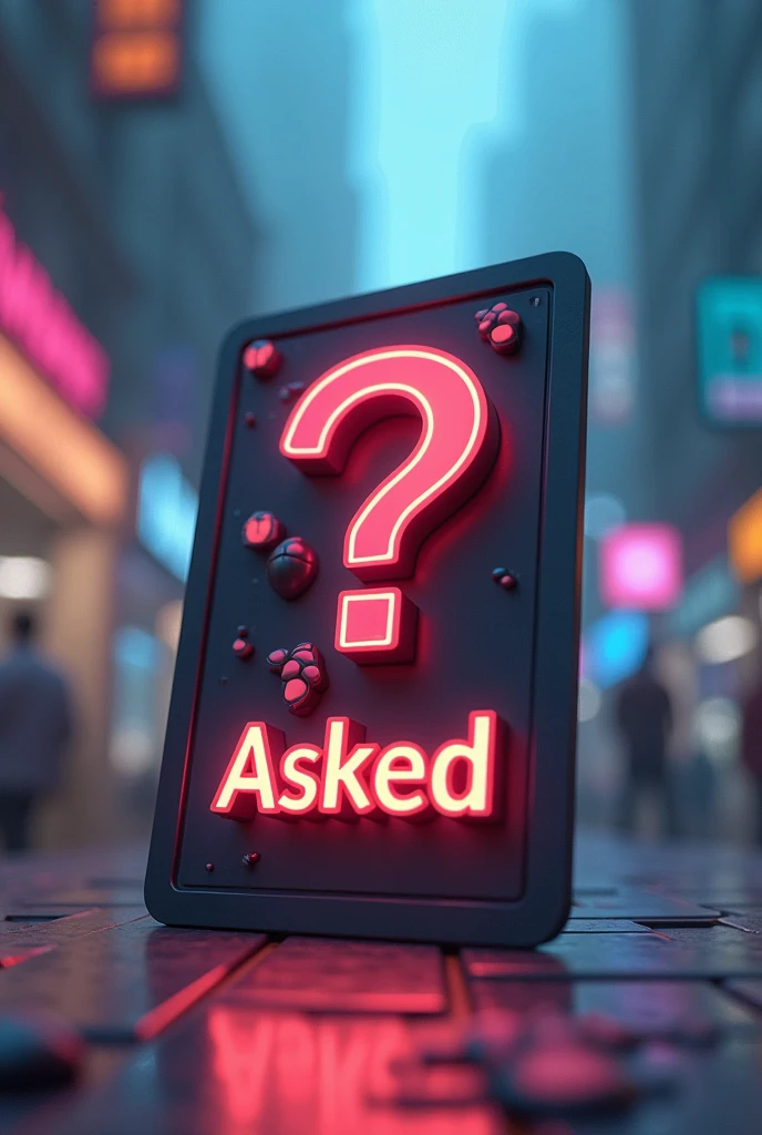 Make me a design of a board game card that says asked and has a question mark logo around it