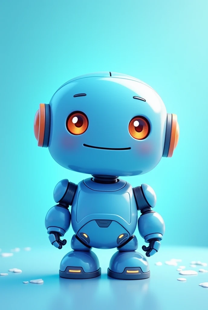 cute robot cartoon, in shades of blue