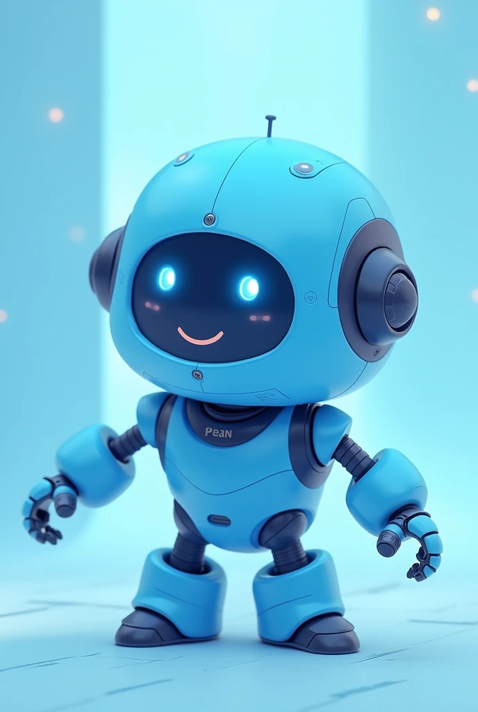 cute robot cartoon, in shades of blue