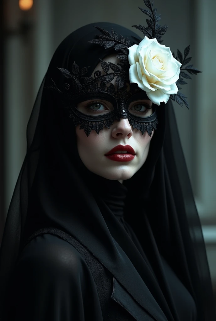 Fait moi un mask à base ???? avec une rose dessus blanche 