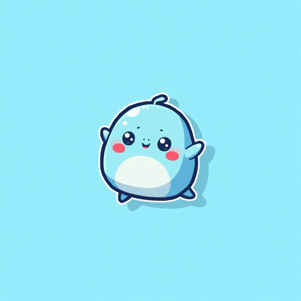 China blue Quby stickers , blue background , cute , red cheek
