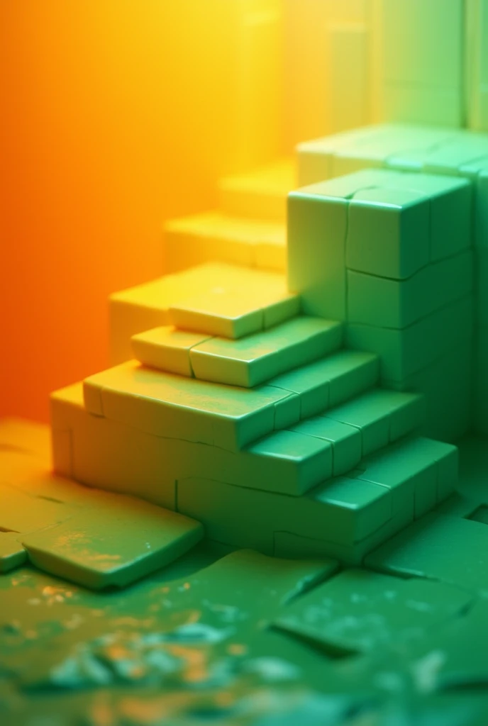 Super original orange and green mosaic, orange and green background, without many details, only gradients.