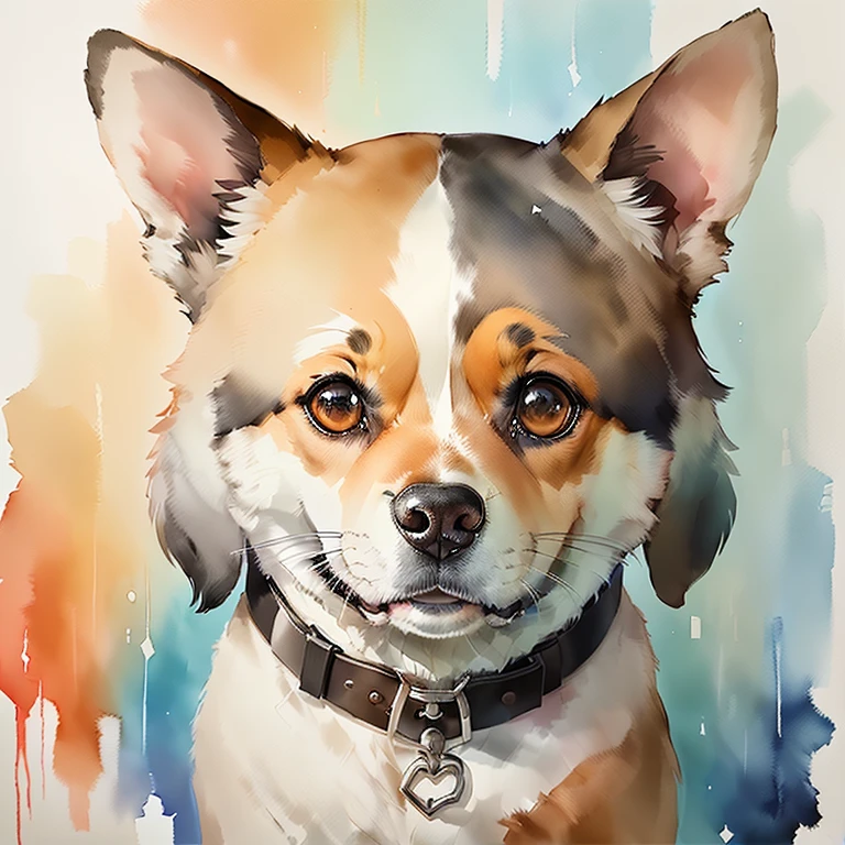 Pintura de un perro con una mirada triste en su rostro, digital acuarela, acuarelaed, pintura de lindo perro, acuarela digital painting, retrato en color, acuarela inpaint, acuarela artstyle, acuarela art, acuarela style, digital acuarela painting, Retrato de animales, acuarela illustration style, acuarela, a acuarela painting, acuarela detailed art, acuarela painting style, Arte de pintura de agua, acuarela illustration
