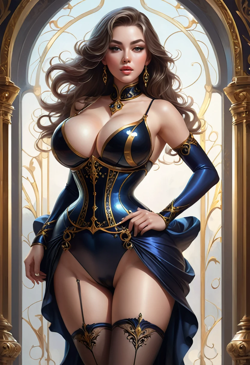 Beautiful women. busty, leggy, lean, lithe. ultra-hourglass-bodytype. Waspy figure Official Art, Award Winning Digital Painting, Digital Illustration, Extreme Detail, 4k, Ultra Hd, Rococo, Polished, Intricate, Realistic Fantasy Art, Sharp Focus, Concept Art, Art By Wlop, Artgerm, (2d Vector Illustration)