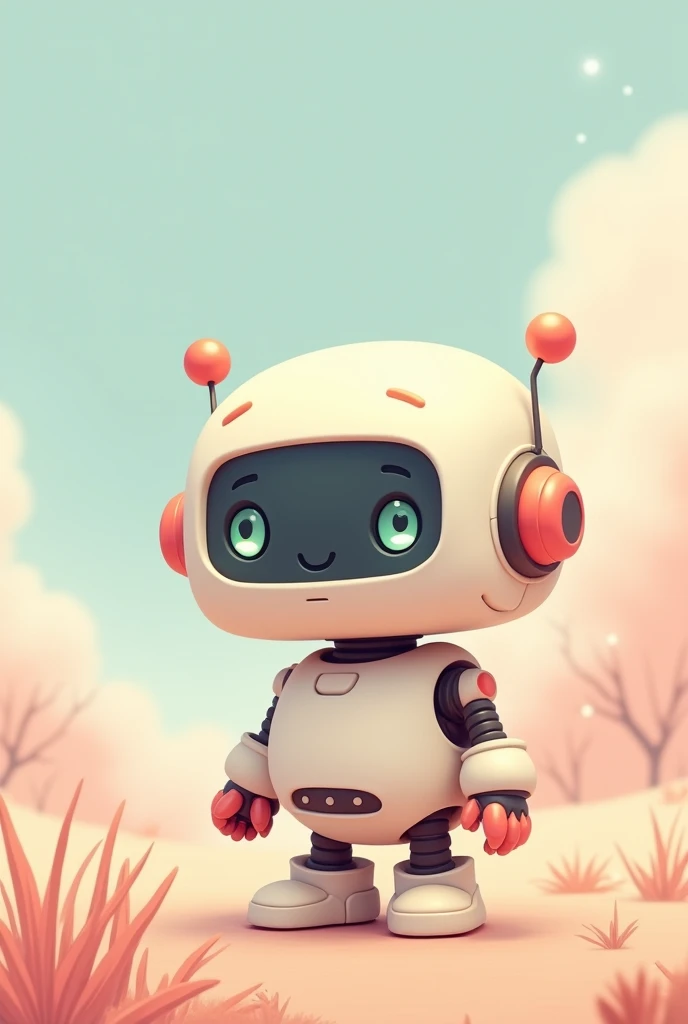cartoon of a robot, in pastel shades