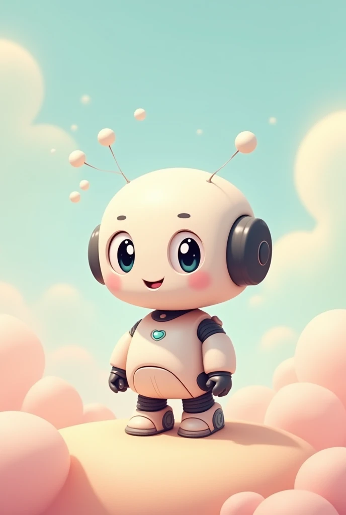 cartoon of a robot, in pastel shades