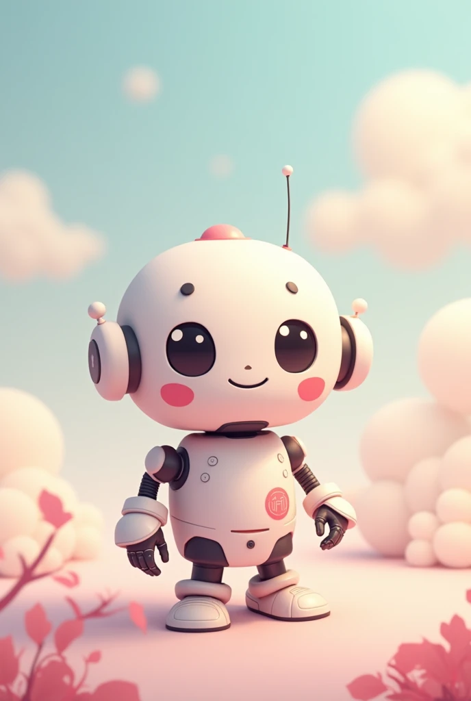 cartoon of a robot, in pastel shades
