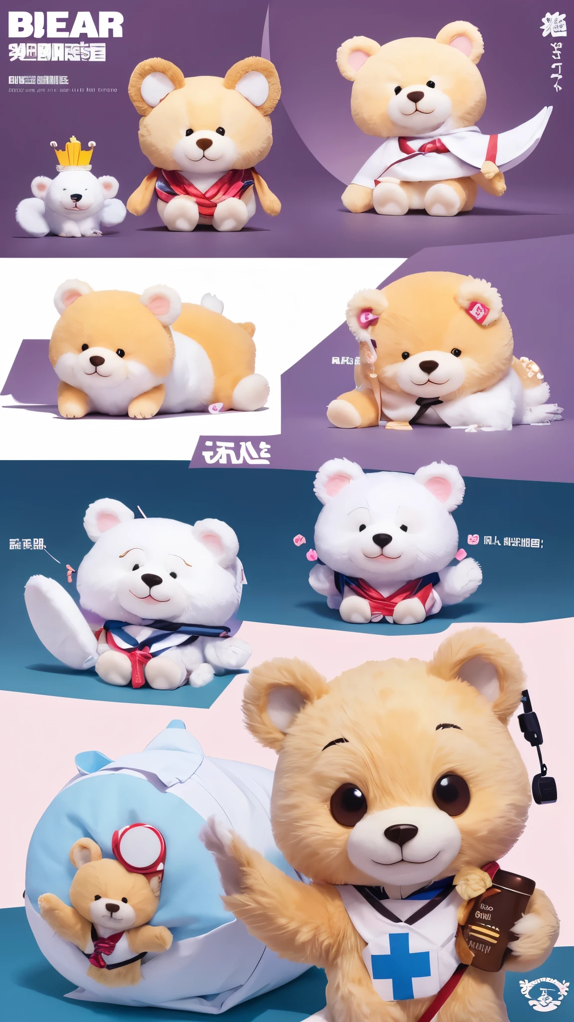 Image character(mascot)I want to make。
The conditions are as follows:。
bear、、2 heads、cute、White、Medicine image、Don't use the Red Cross、Smile
