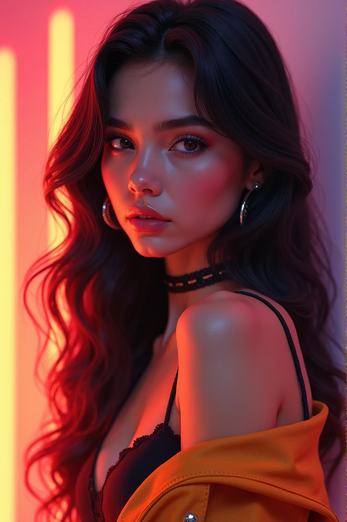 Brunette woman esperanca the tiktok girl in outfit