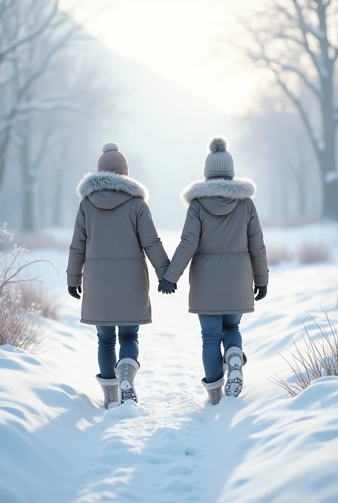Hand in hand in snow