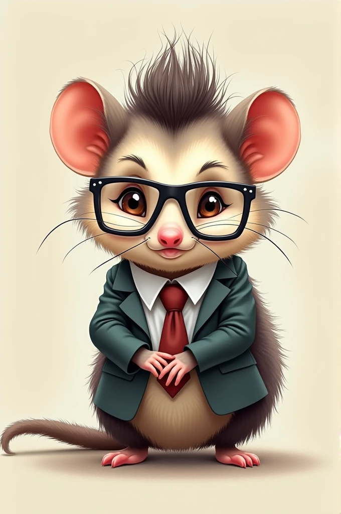 possum with a toupee and glasses