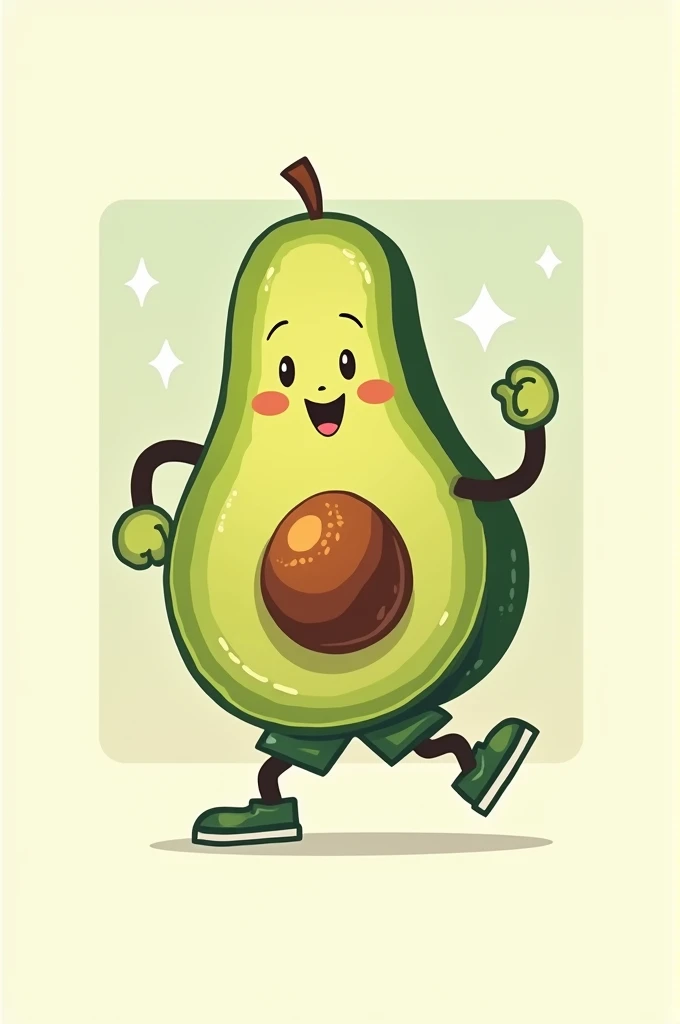 Create an avocado exercising as a logo