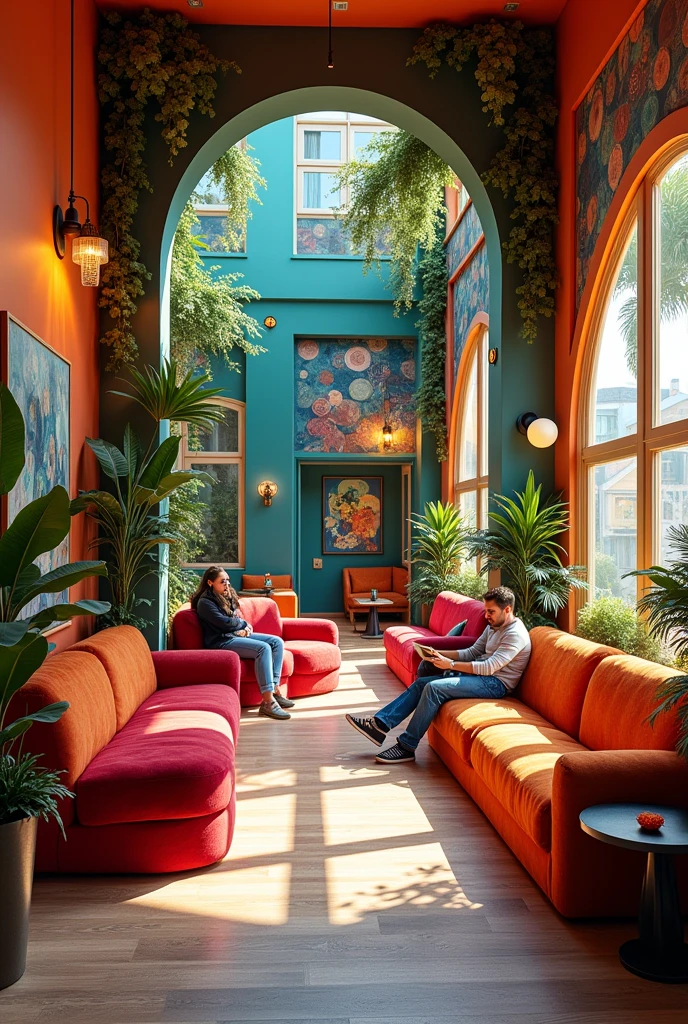Image of leisure area environment with vibrant colors interior design