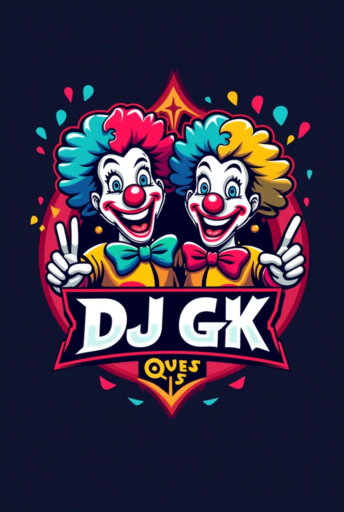 Create a logo with clown images, written DJ GK