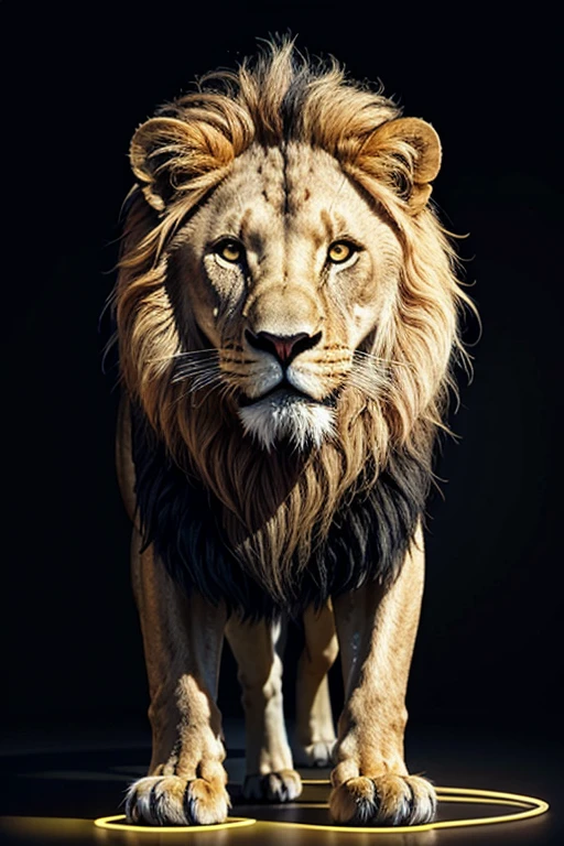 Lion drawn with some neon parts animated background