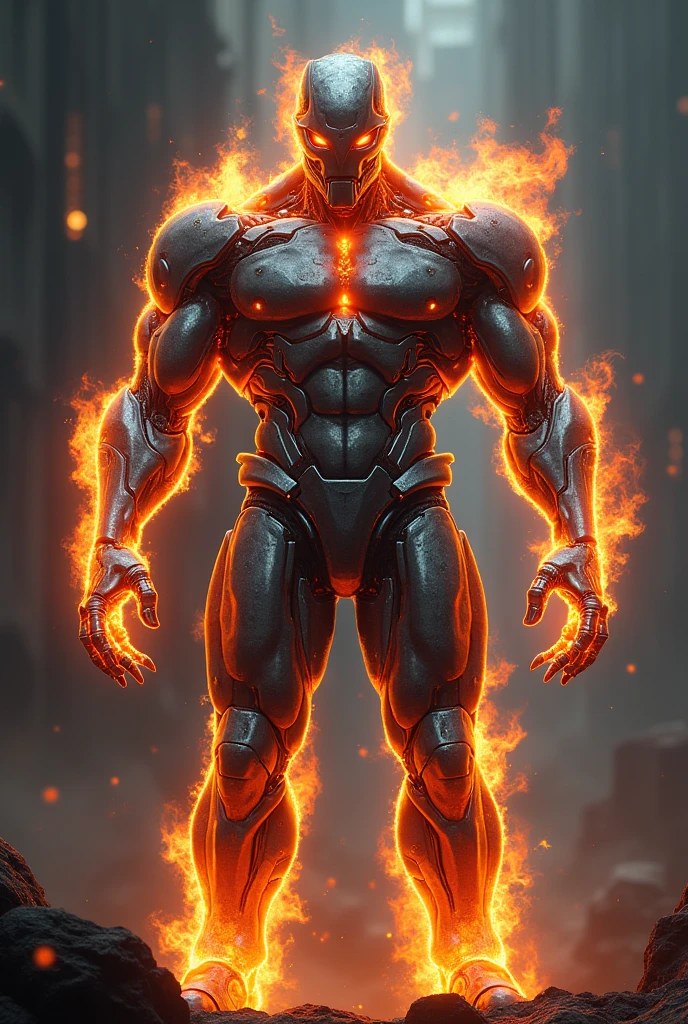Android steel muscle hair fire skeletor