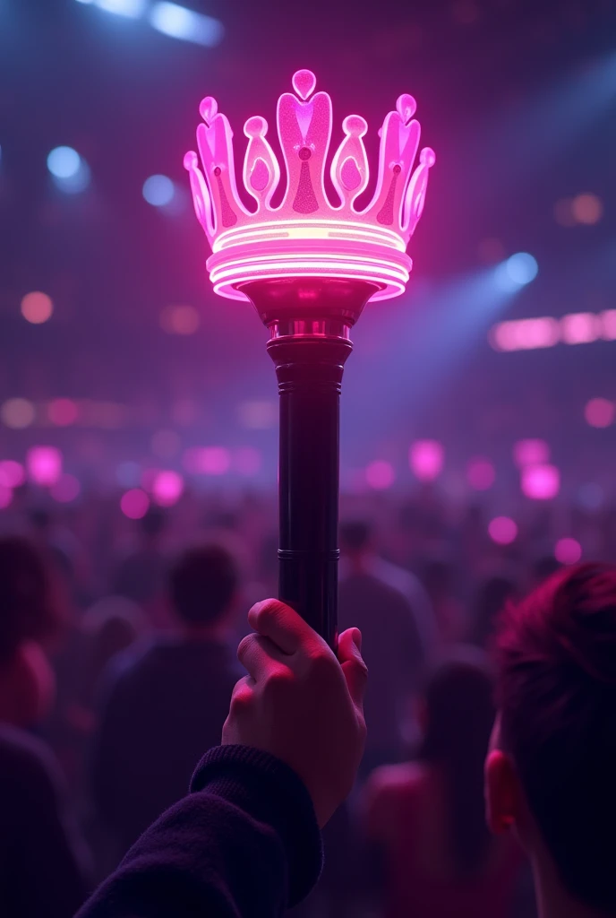 lighstick de kpop,de coroa rosa,cabo preto grosso,luz