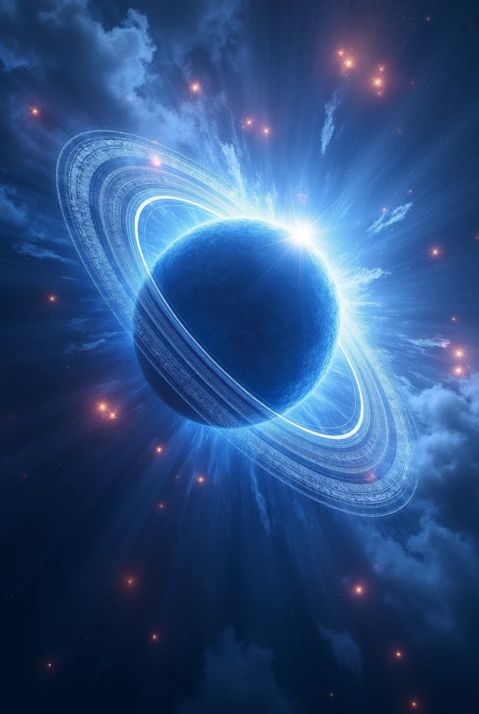 A Super Nova in the Galaxy with a Saturn in the Middle.
Blue and purple colors