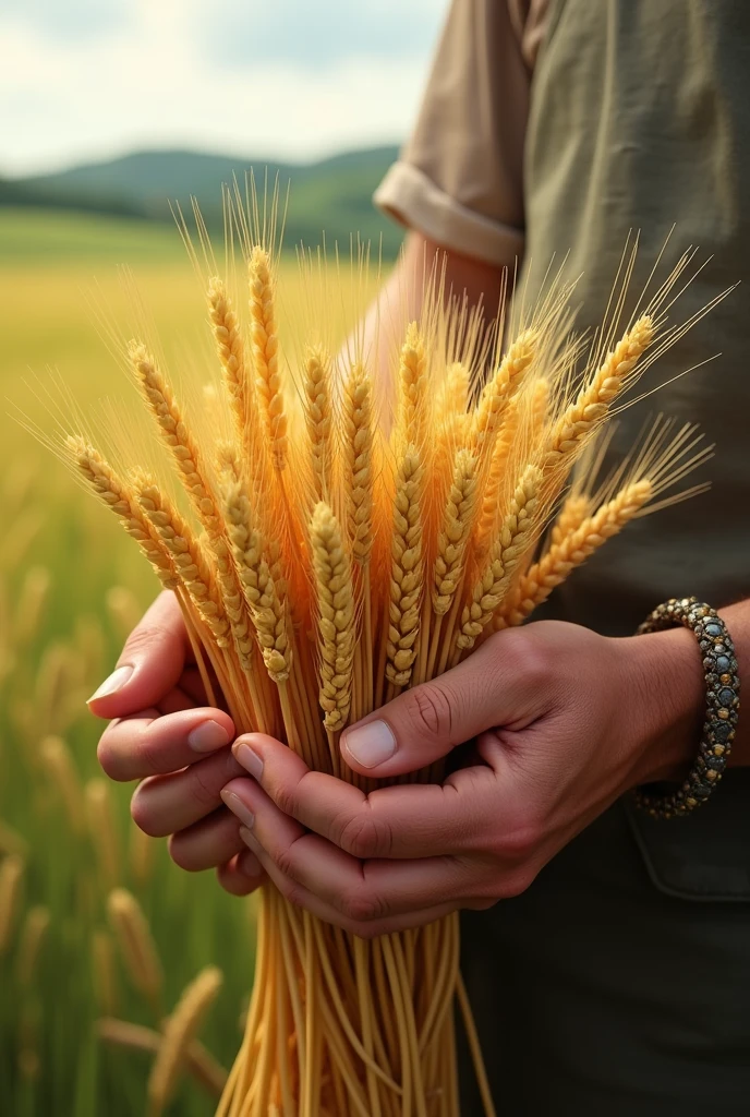 hands holding wheat