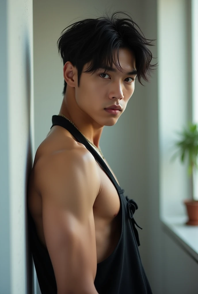 Jungkook from bts, sexy man, abs, handsome, messy hair