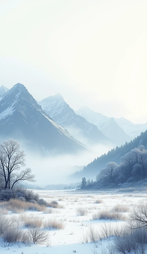 Ink wash style,winter day snowy mountains、grassy fields、(lightning:1.0)、epic composition、Realistic lighting、high definition detail、masterpiece、Best Quality,(Highly detailed 8K unified CG wallpaper)