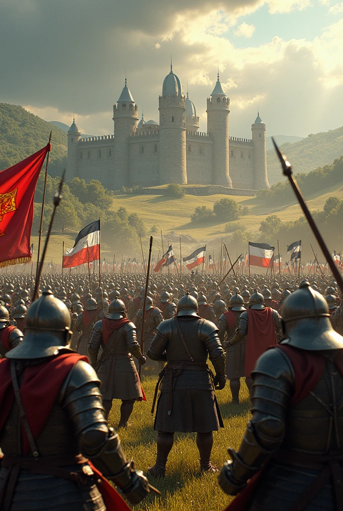 A hyper medieval battle between France and England 
