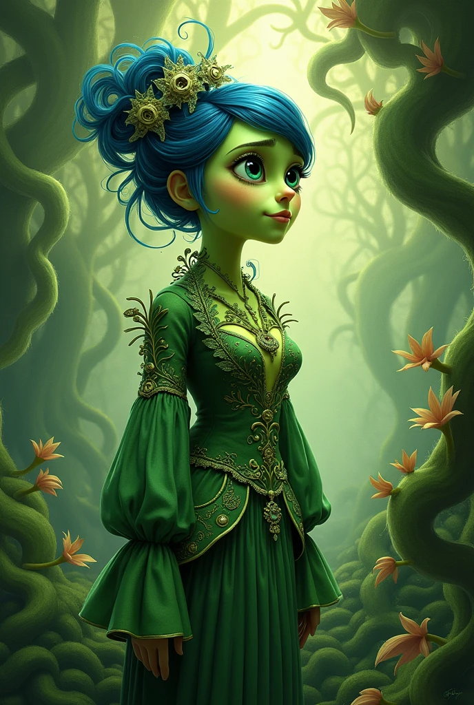 make an image of disney's disgust with juliete rosa and wearing mandrake clothes well created from rj