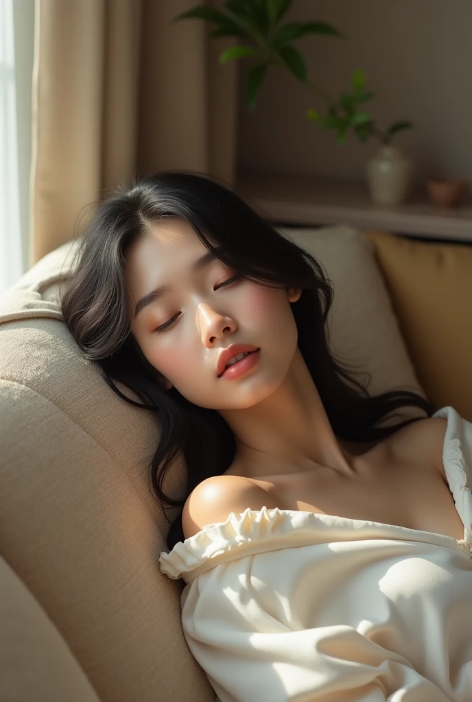 Face Girl asian on the sofa