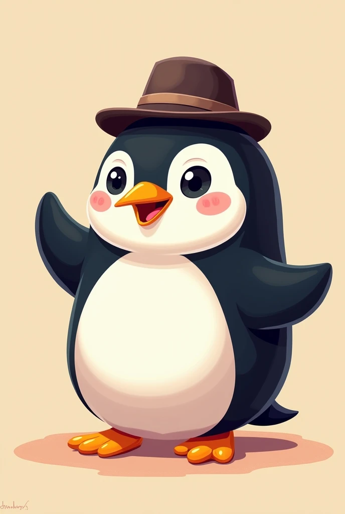 Cartoon Penguin with a Hat