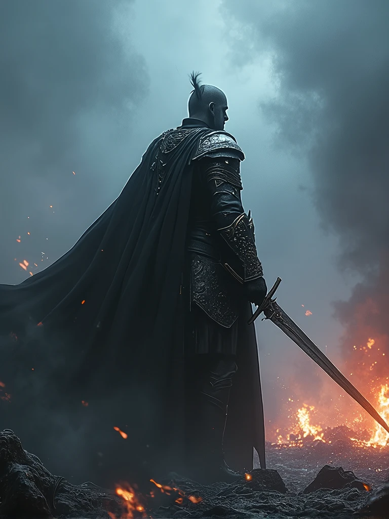 Hear the cry of war louder than before
With his sword in hand to control the land
Crushing metal strikes on this frightening night
Fall onto your knees for the phantom lord