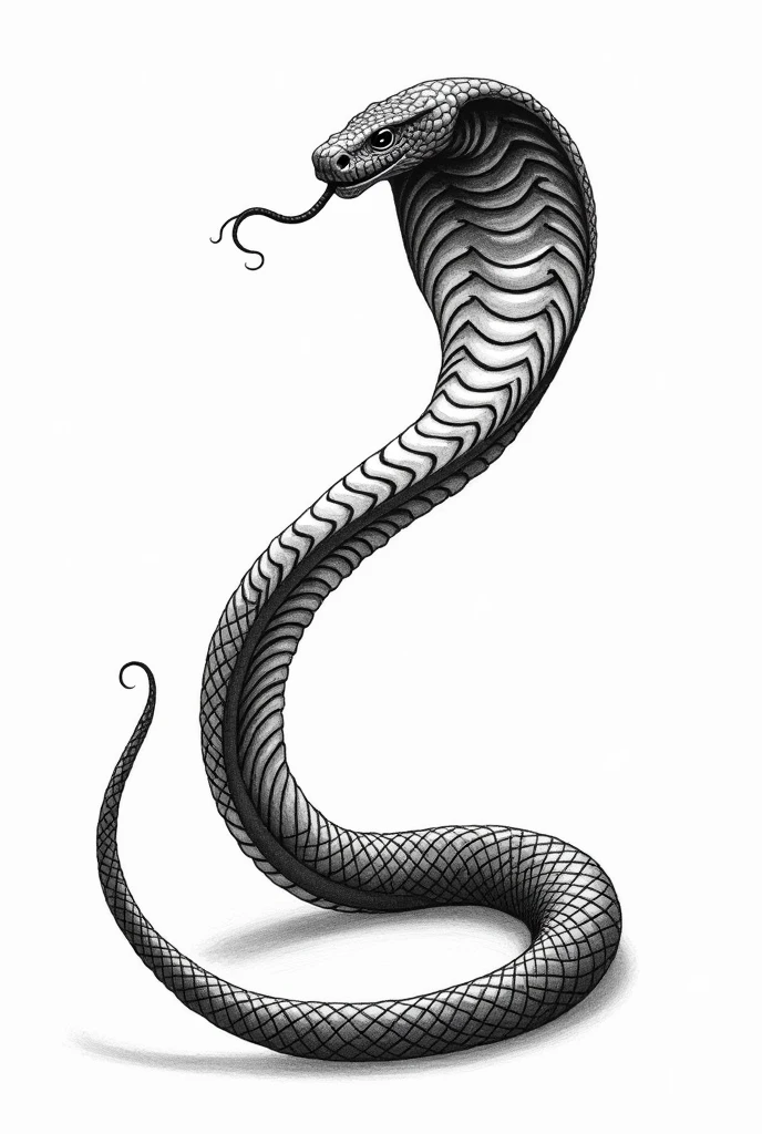 A black and white drawing of a long viper
