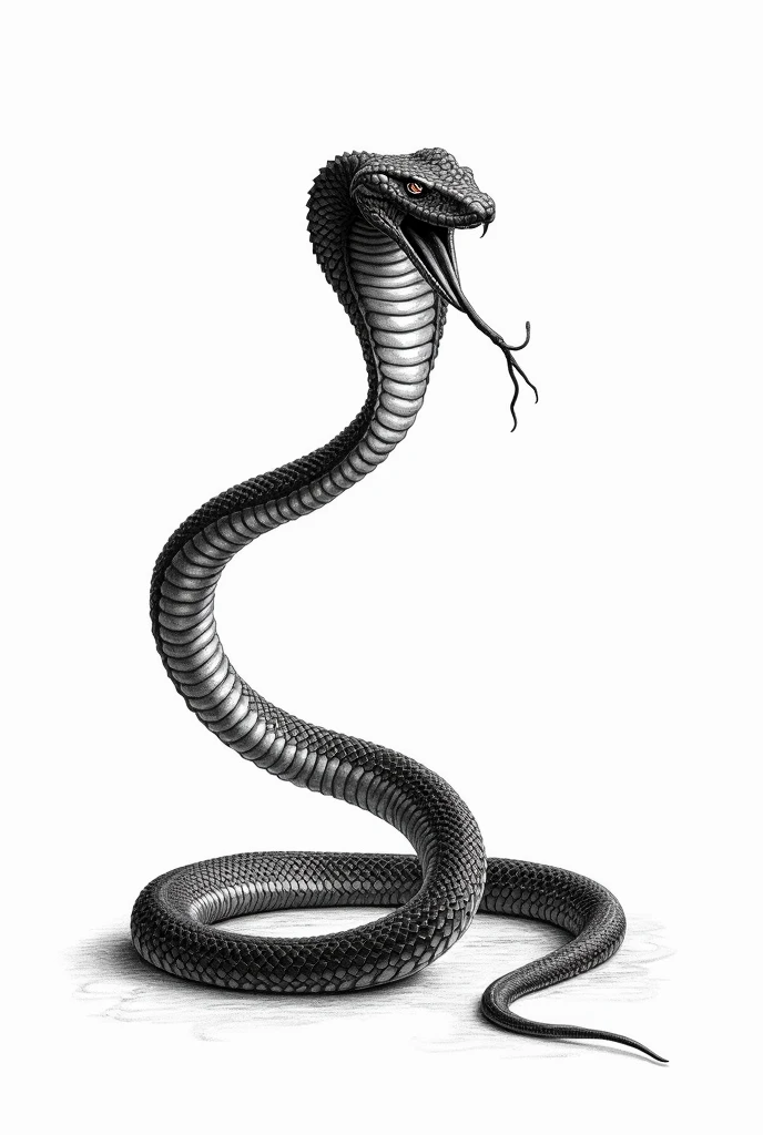 A black and white drawing of a long viper 