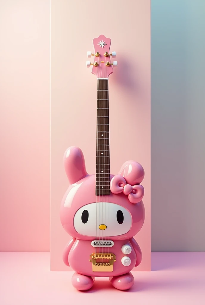 A guitar with the face of my melody from sanrio