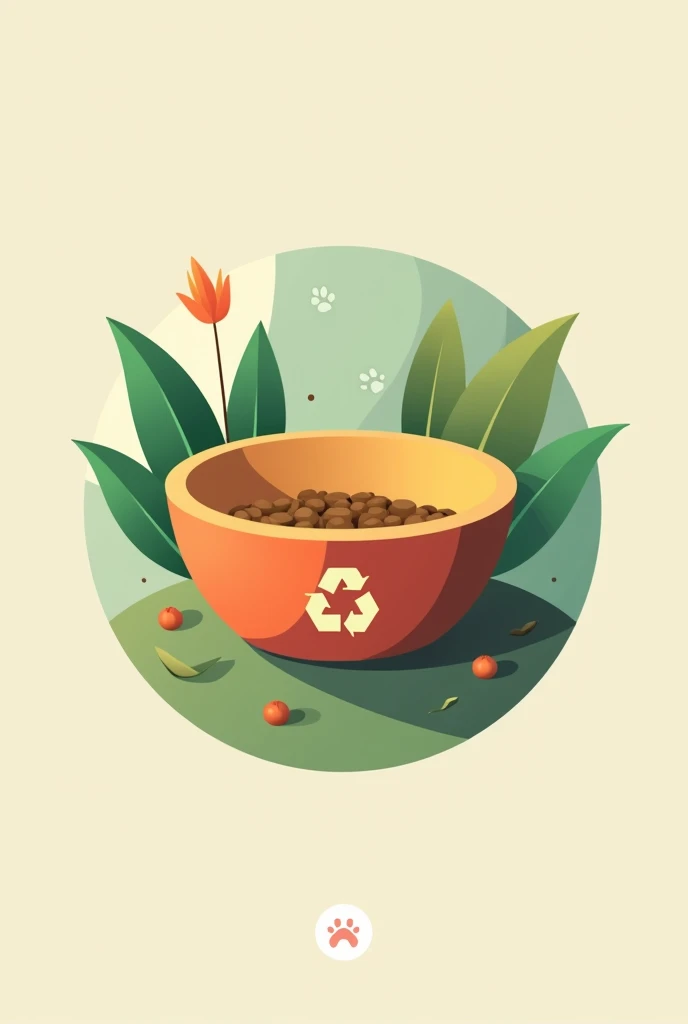 Logo:
A stylized image of a circular dog bowl, made from geometric shapes that represent recycled materials (pieces of paper, plastic, etc.), with a small recycling symbol on the side. Around the plate you could include some dog footprints., giving a friendly and fun touch.

Slogan:
"Nourishing with consciousness, taking care of the planet."