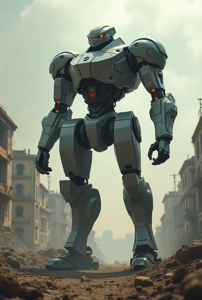 Futuristic robot that is fighting in the Second World War in Nuke Town.