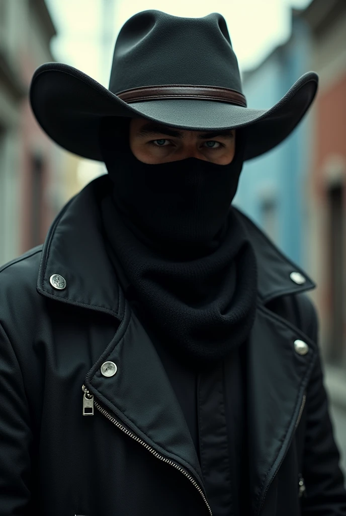 Cartel wearing balaclava and cowboy hat